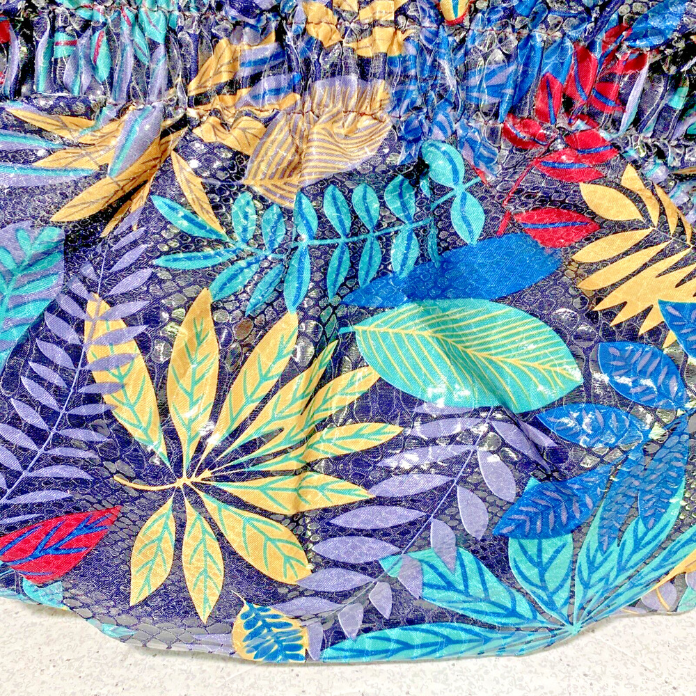 Vintage Bueno Purse Satchel Handbag Wet Look Unique Multi Color Floral Ruffles - Picture 2 of 11